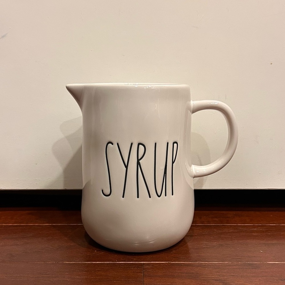 Rae Dunn "SYRUP" Ivory Artisan Collection By Magenta Small Pitcher Large Letter